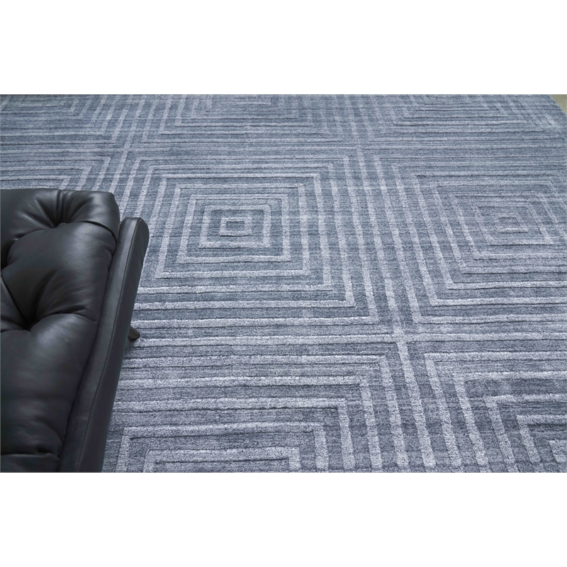 Castelli Handloomed Bamboo Silk/Wool Charcoal 10'x14' Area Rug