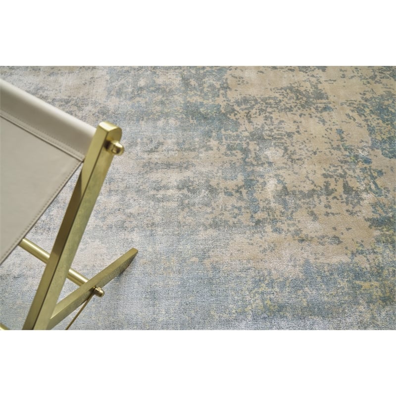 Cassina Handloomed Bamboo Silk Ivory/Light Blue 6'x9' Area Rug