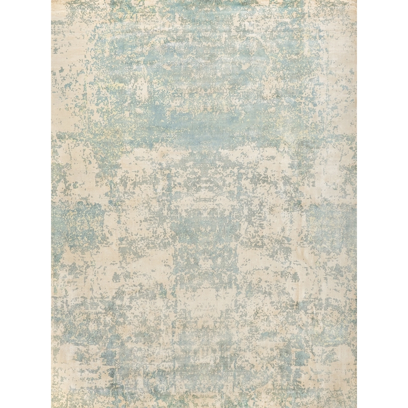 Cassina Handloomed Bamboo Silk Ivory/Light Blue 9'x12' Area Rug