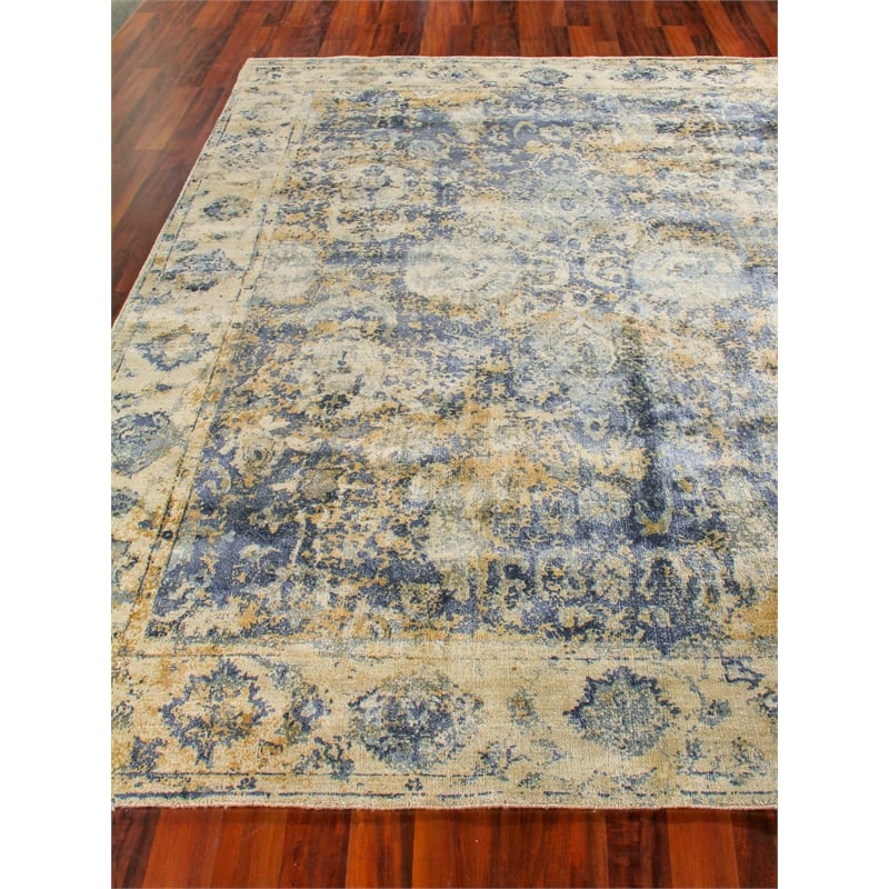 Cassina Handloomed Bamboo Silk Blue/Beige 6'x9' Area Rug