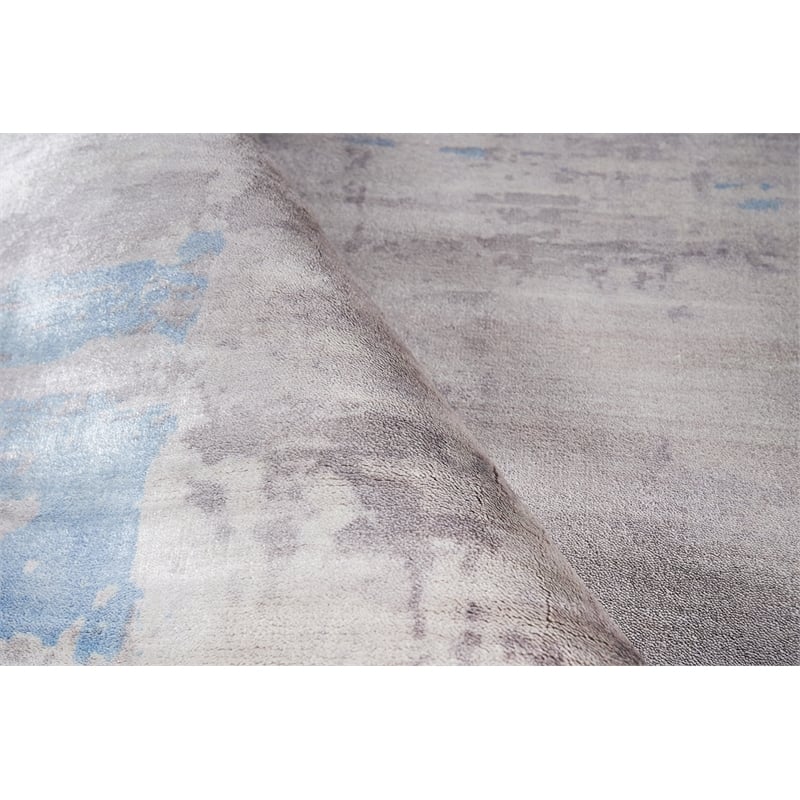 Cassina Handloomed Bamboo Silk Gray/Blue 8'x10' Area Rug
