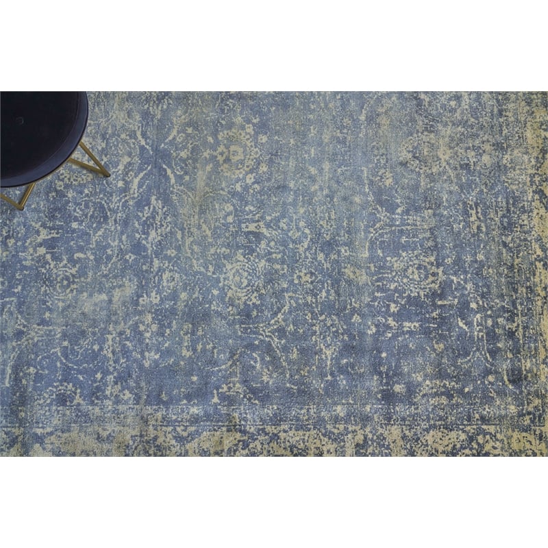 Cassina Handloomed Bamboo Silk Denim/Beige 9'x12' Area Rug
