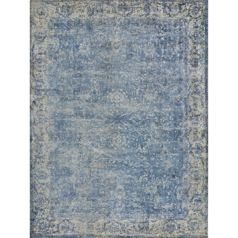 Cassina Handloomed Bamboo Silk Denim/Beige 9'x12' Area Rug