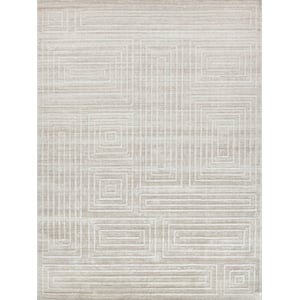 Castelli Handloomed Bamboo Silk/Wool Light Beige 14'x18' Area Rug