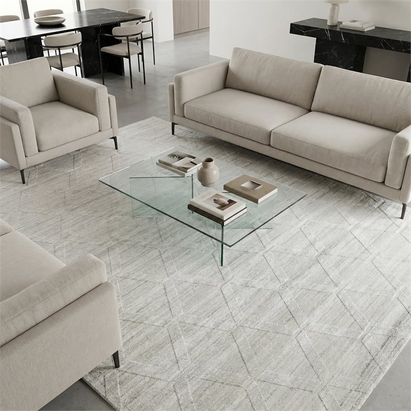 Castelli Handloomed Bamboo Silk/Wool Ivory 9'x12' Area Rug