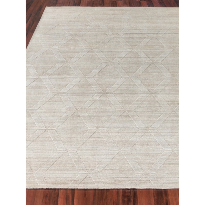 Castelli Handloomed Bamboo Silk/Wool Light Beige 12'x15' Area Rug