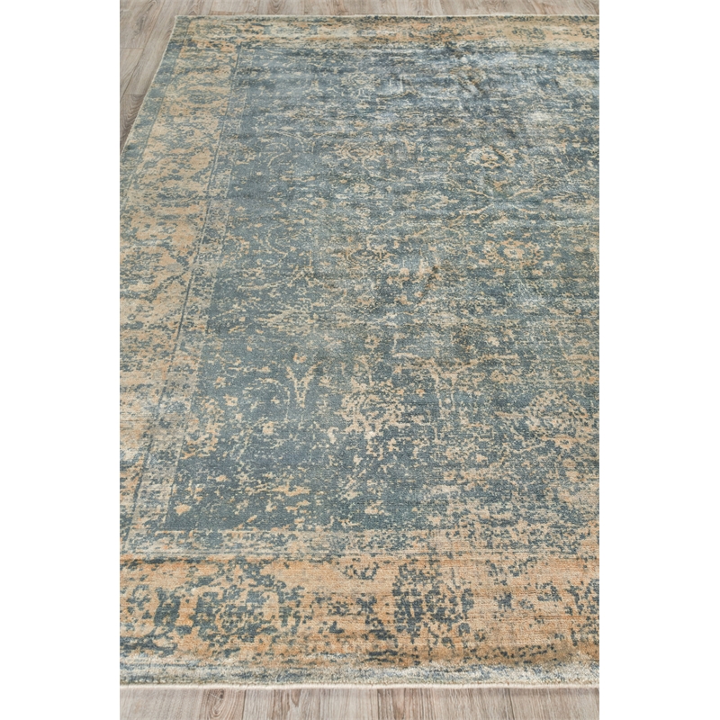 Cassina Handloomed Bamboo Silk Blue/Silver 10'x14' Area Rug