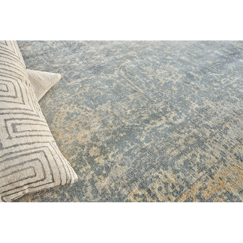 Cassina Handloomed Bamboo Silk Blue/Silver 10'x14' Area Rug