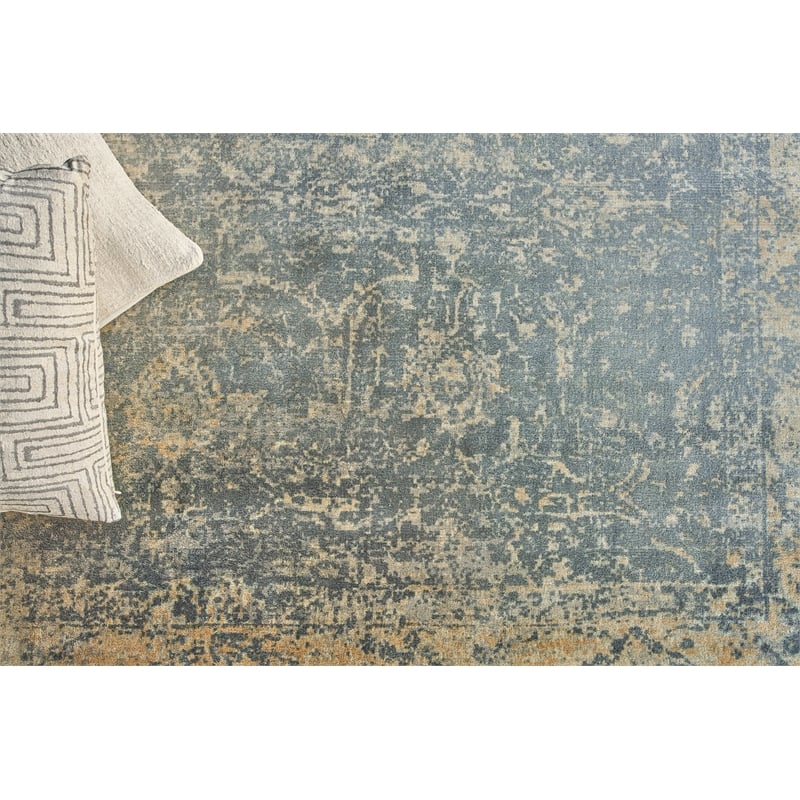 Cassina Handloomed Bamboo Silk Blue/Silver 10'x14' Area Rug