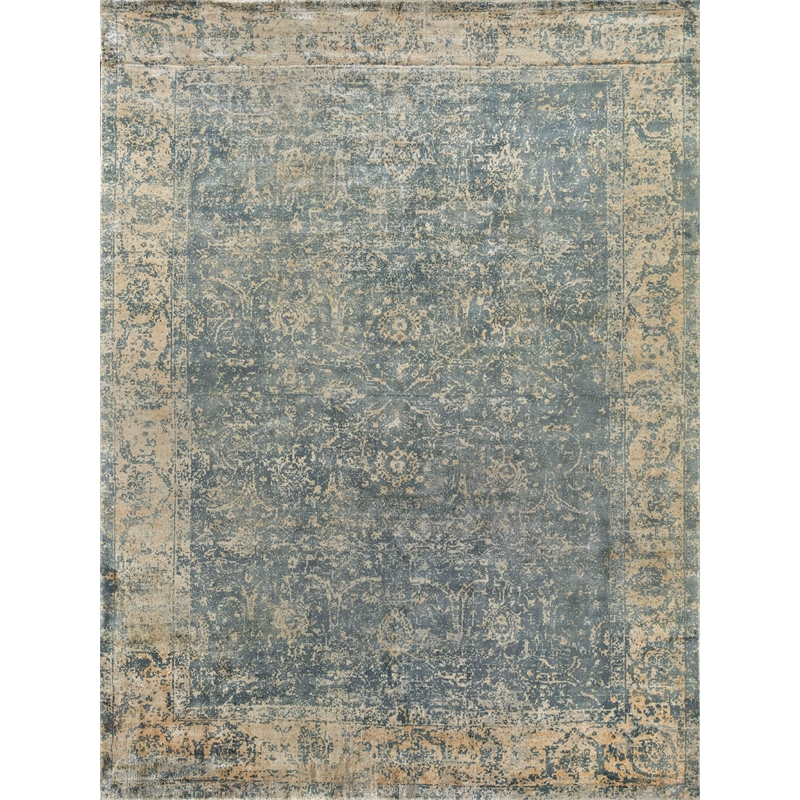 Cassina Handloomed Bamboo Silk Blue/Silver 10'x14' Area Rug