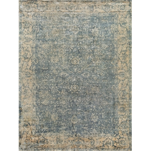Cassina Handloomed Bamboo Silk Blue/Silver 10'x14' Area Rug