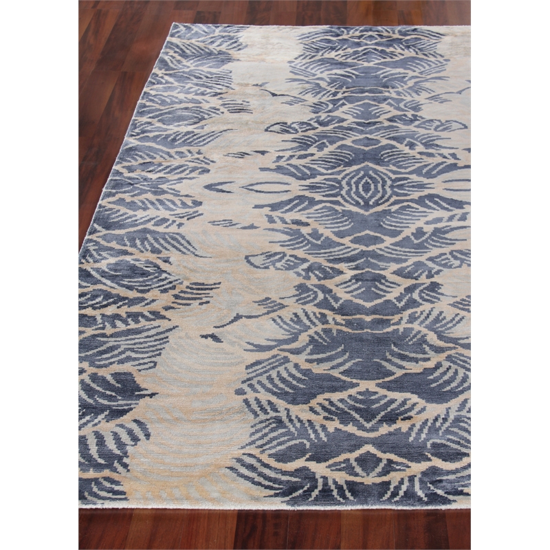 Cassina Handloomed Bamboo Silk Ivory/Blue 8'x10' Area Rug