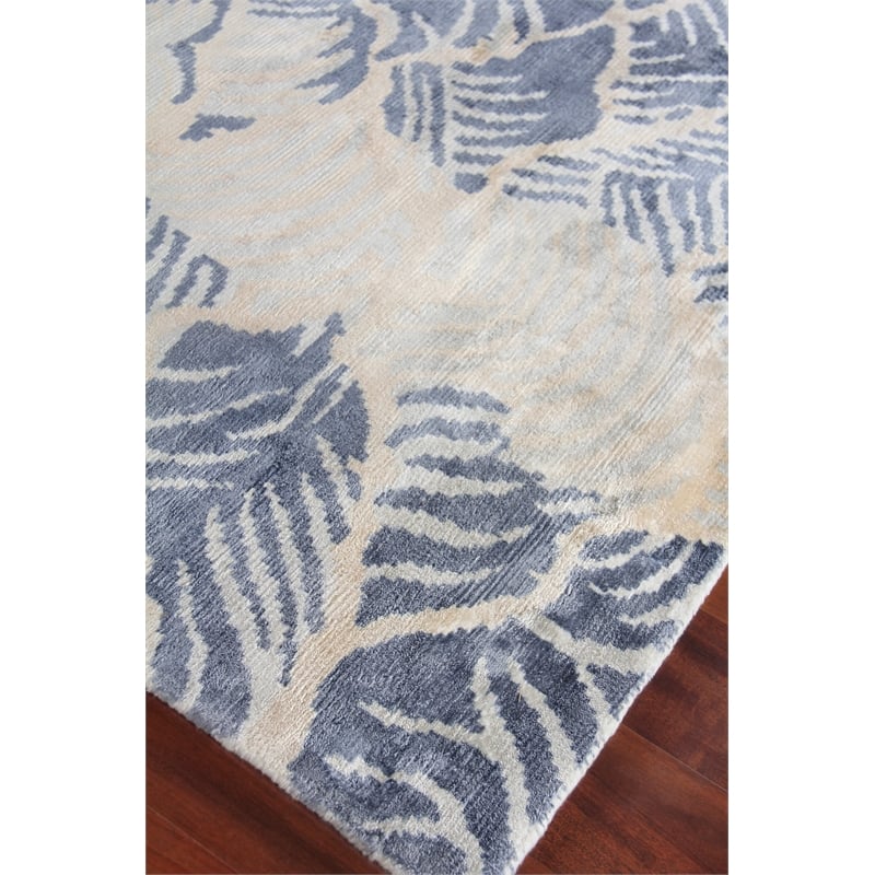 Cassina Handloomed Bamboo Silk Ivory/Blue 8'x10' Area Rug