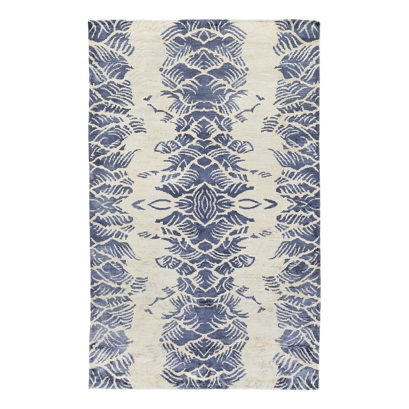 Cassina Handloomed Bamboo Silk Ivory/Blue 8'x10' Area Rug