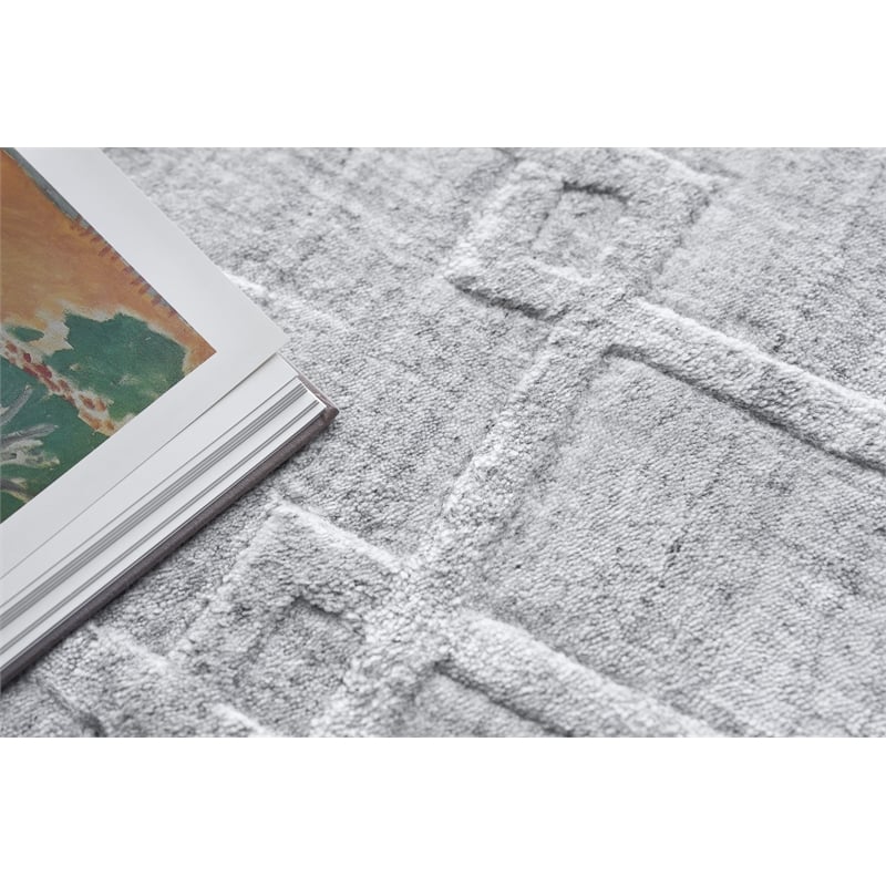 Castelli Handloomed Bamboo Silk/Wool Light Silver 10'x14' Area Rug