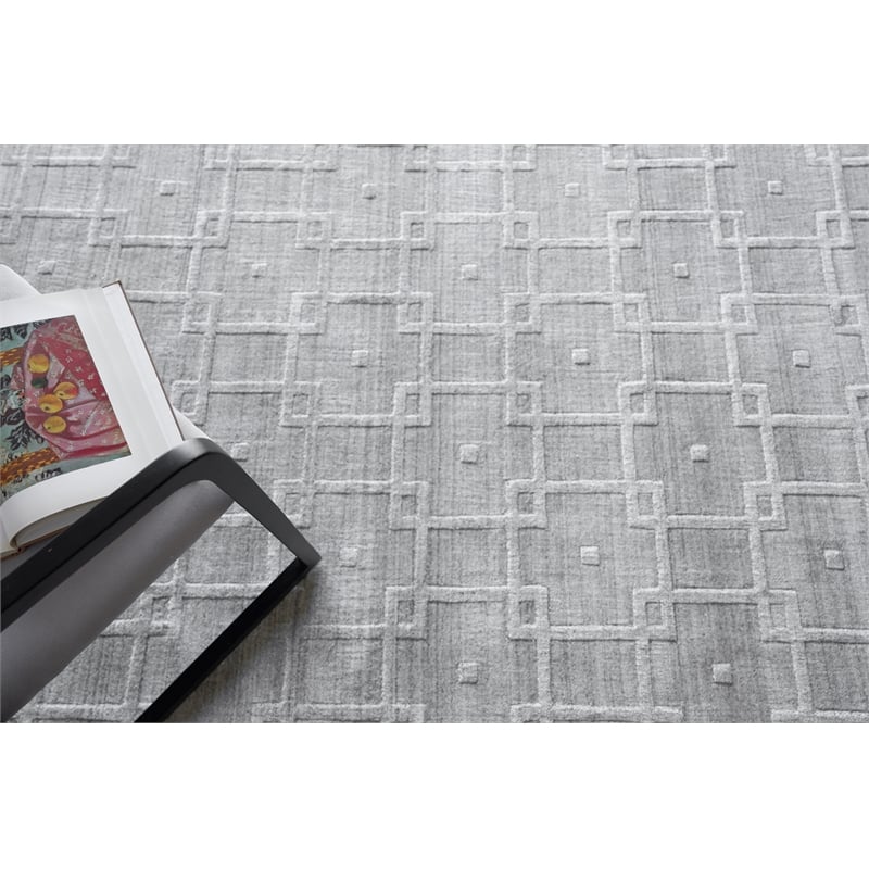 Castelli Handloomed Bamboo Silk/Wool Light Silver 12'x15' Area Rug