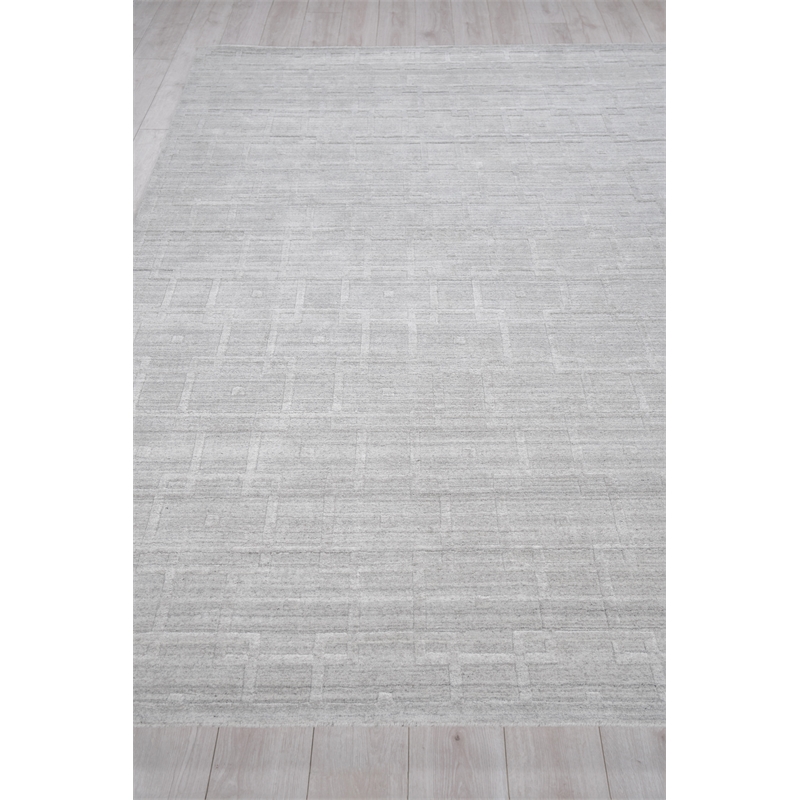 Castelli Handloomed Bamboo Silk/Wool Light Silver 14'x18' Area Rug