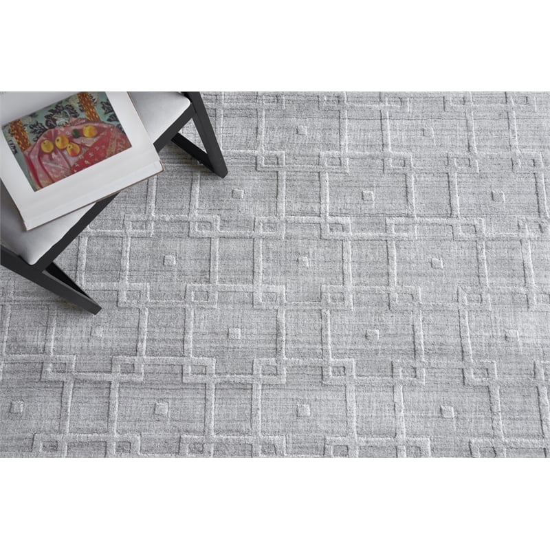 Castelli Handloomed Bamboo Silk/Wool Light Silver 14'x18' Area Rug