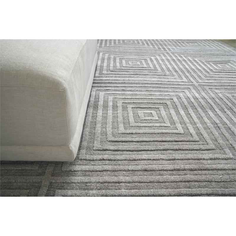 Castelli Handloomed Bamboo Silk/Wool Gray 8'x10' Area Rug