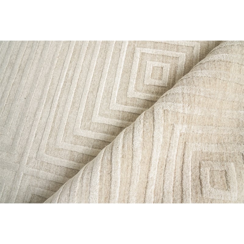 Castelli Handloomed Bamboo Silk/Wool Light Beige 12'x15' Area Rug