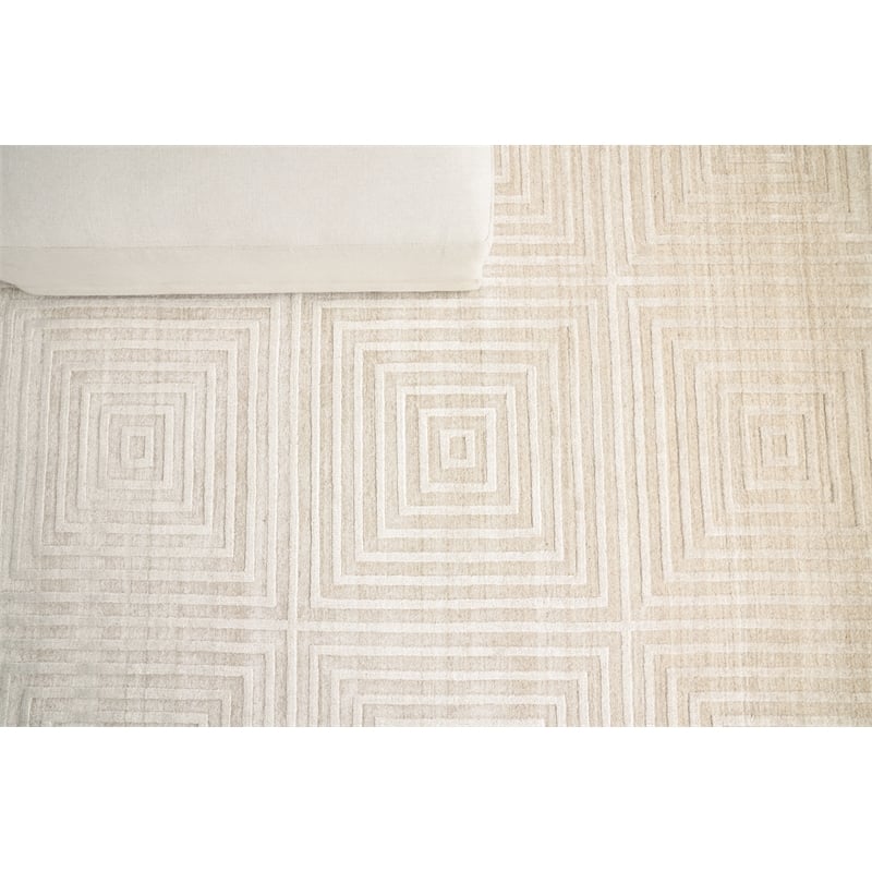 Castelli Handloomed Bamboo Silk/Wool Light Beige 12'x15' Area Rug