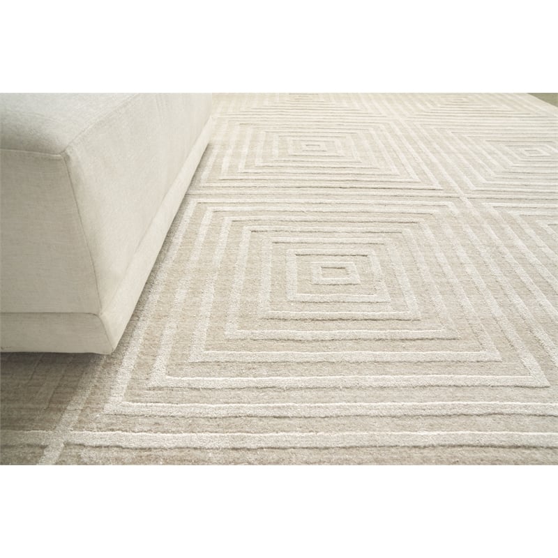 Castelli Handloomed Bamboo Silk/Wool Light Beige 9'x12' Area Rug
