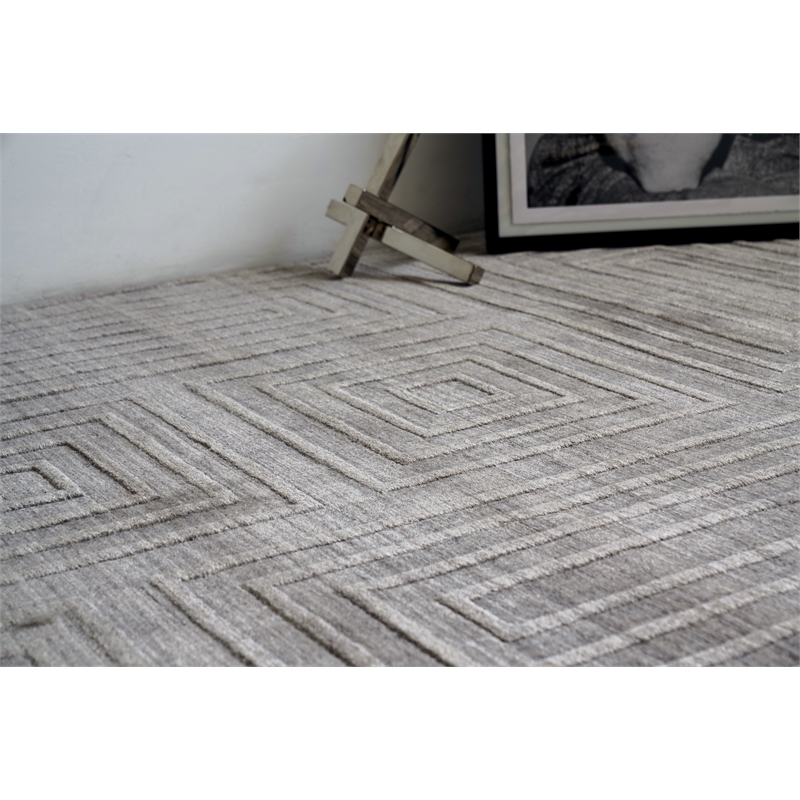 Castelli Handloomed Bamboo Silk/Wool Gray 9'x12' Area Rug