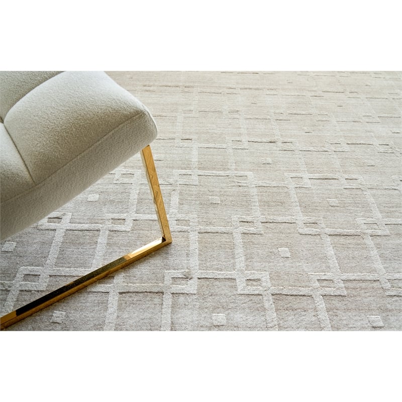 Castelli Handloomed Bamboo Silk/Wool Light Beige 10'x14' Area Rug
