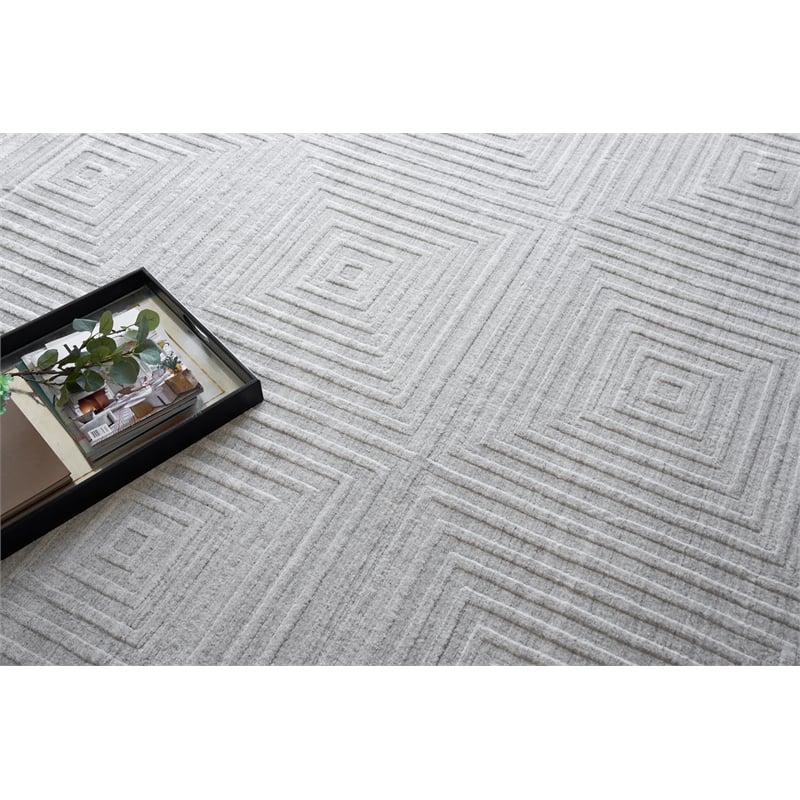 Castelli Handloomed Bamboo Silk/Wool Light Silver 10'x14' Area Rug
