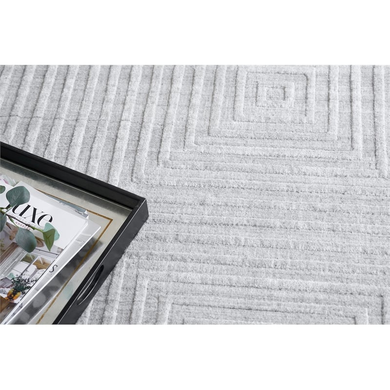 Castelli Handloomed Bamboo Silk/Wool Light Silver 10'x14' Area Rug