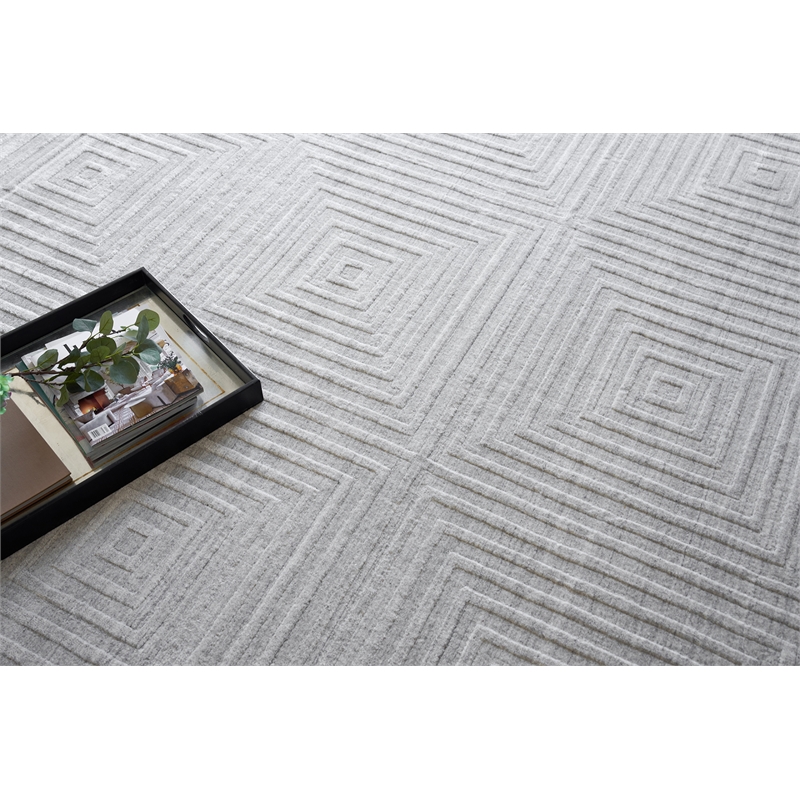 Castelli Handloomed Bamboo Silk/Wool Light Silver 14'x18' Area Rug