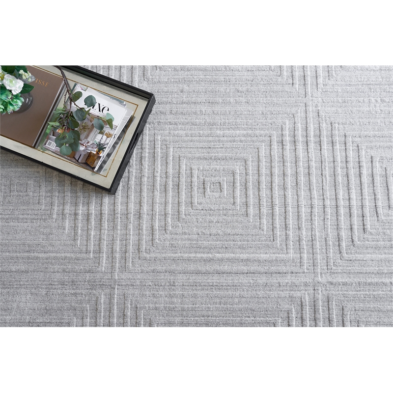 Castelli Handloomed Bamboo Silk/Wool Light Silver 14'x18' Area Rug