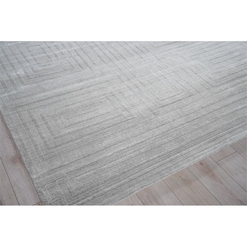Castelli Handloomed Bamboo Silk/Wool Light Gray 12'x15' Area Rug