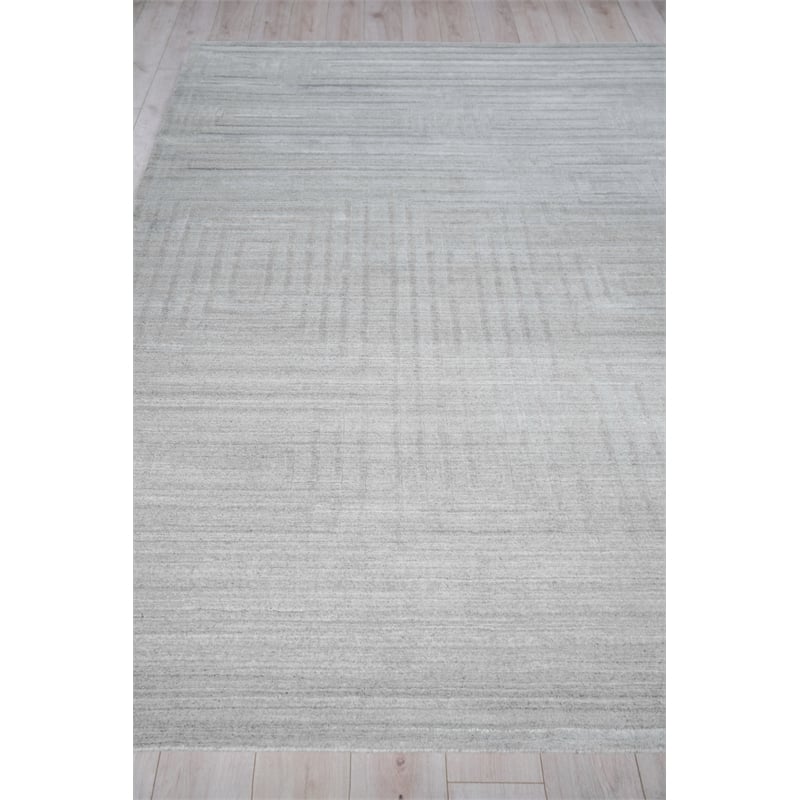 Castelli Handloomed Bamboo Silk/Wool Light Gray 12'x15' Area Rug