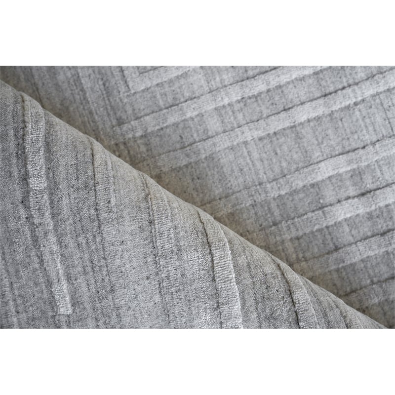Castelli Handloomed Bamboo Silk/Wool Light Gray 12'x15' Area Rug