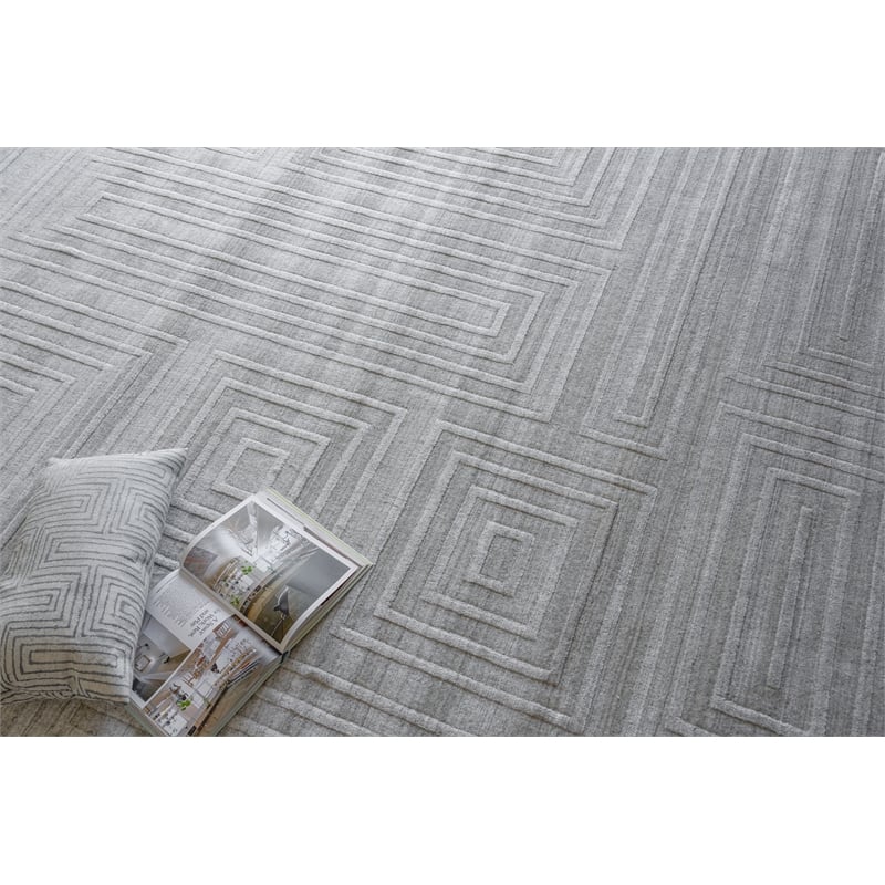 Castelli Handloomed Bamboo Silk/Wool Light Gray 12'x15' Area Rug
