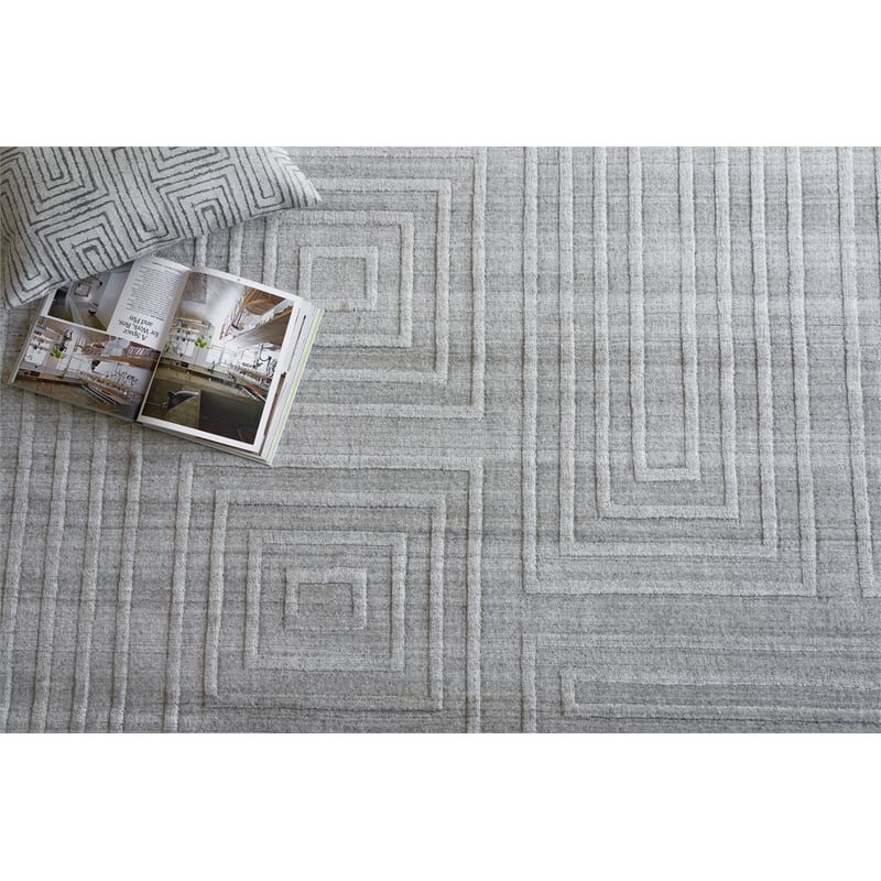 Castelli Handloomed Bamboo Silk/Wool Light Gray 12'x15' Area Rug