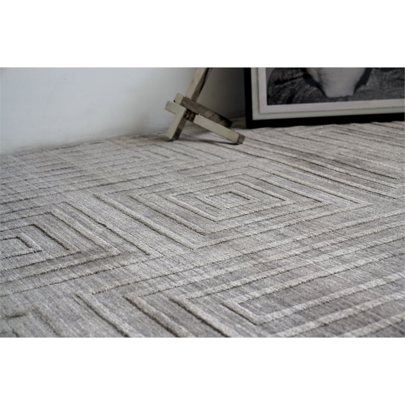 Castelli Handloomed Bamboo Silk/Wool Gray 10'x14' Area Rug