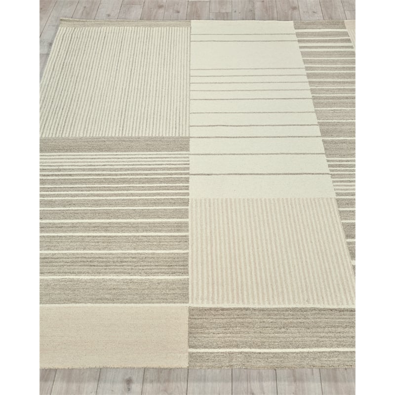 Castine Hand-Tufted New Zealand Wool Beige/Ivory 5'x8' Area Rug