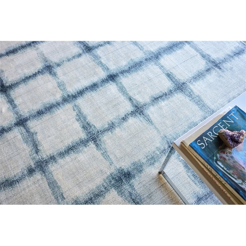 Chroma Handloomed Wool/Bamboo Silk Navy 10'x14' Area Rug