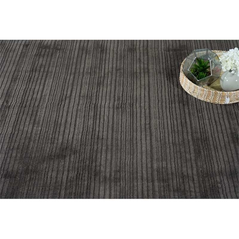 Cavallo Modern Handloomed Nylon/Wool Brown 6'x9' Area Rug