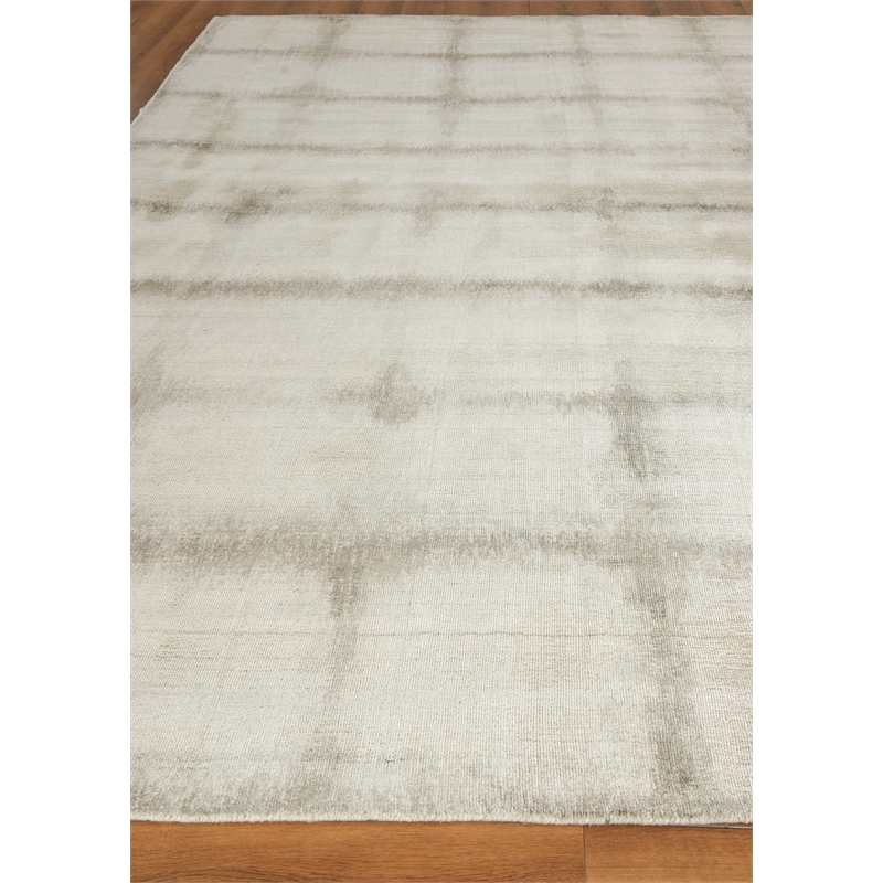 Chroma Handloomed Wool/Bamboo Silk Ivory/Silver 14'x18' Area Rug