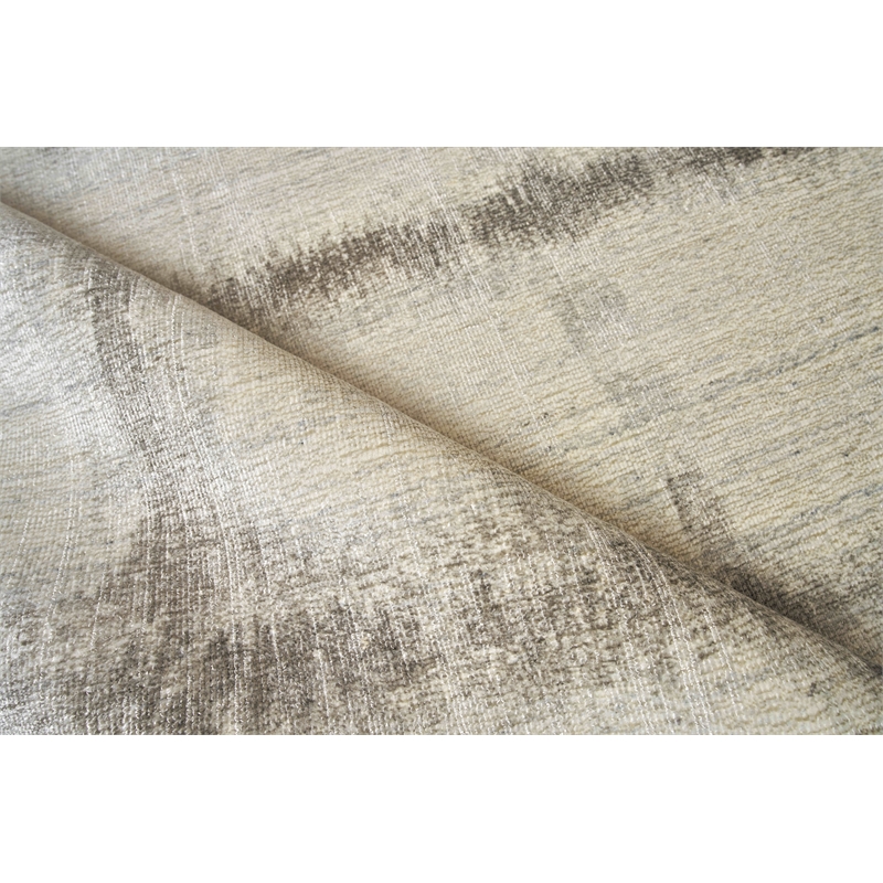 Chroma Handloomed Wool/Bamboo Silk Ivory/Silver 14'x18' Area Rug
