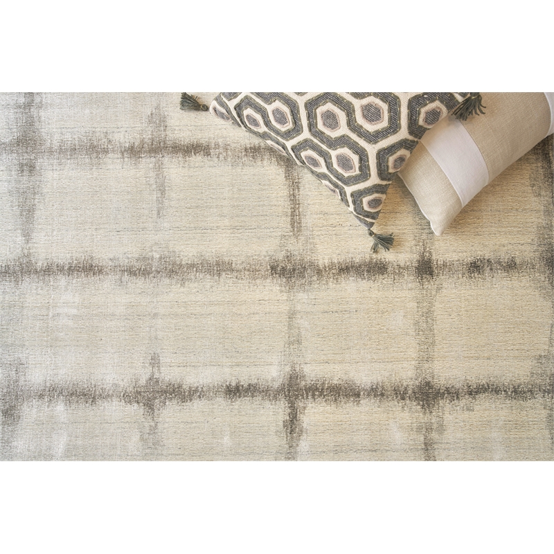 Chroma Handloomed Wool/Bamboo Silk Ivory/Silver 14'x18' Area Rug