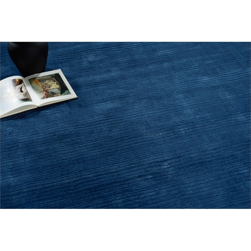 Cavallo Modern Handloomed Nylon/Wool Navy 8'x10' Area Rug