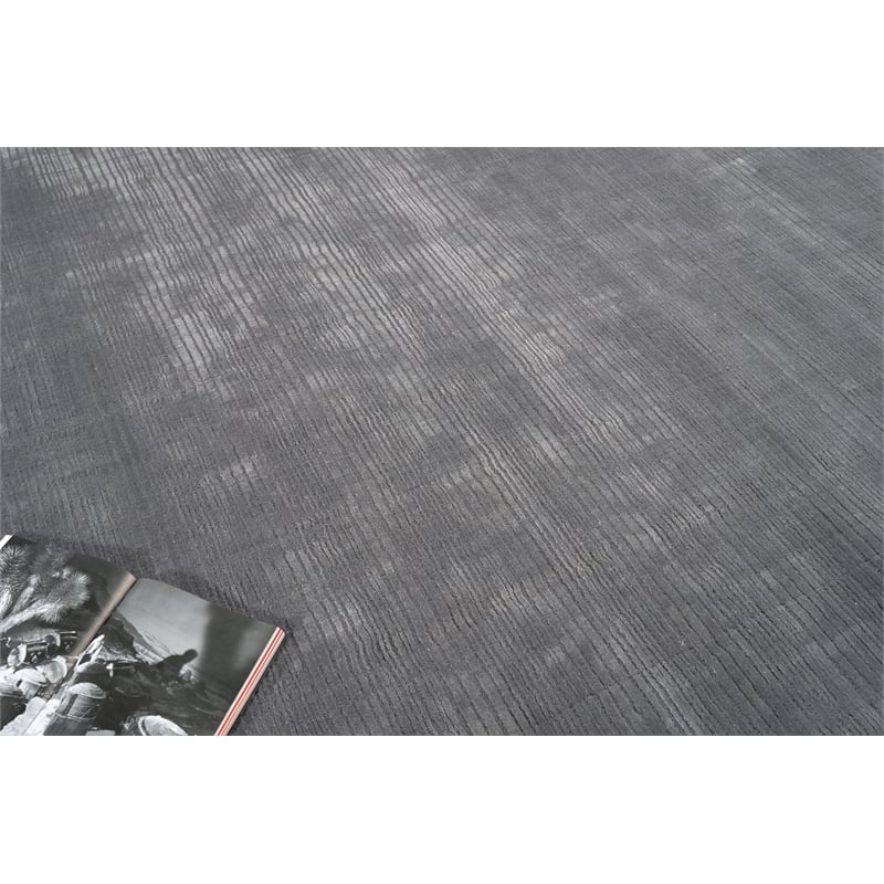 Cavallo Modern Handloomed Nylon/Wool Dark Gray 12'x15' Area Rug