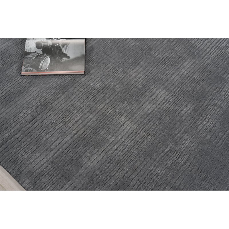 Cavallo Modern Handloomed Nylon/Wool Dark Gray 12'x15' Area Rug