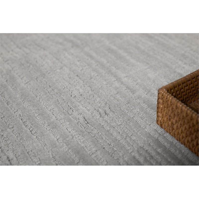 Cavallo Modern Handloomed Nylon/Wool Silver 6'x9' Area Rug