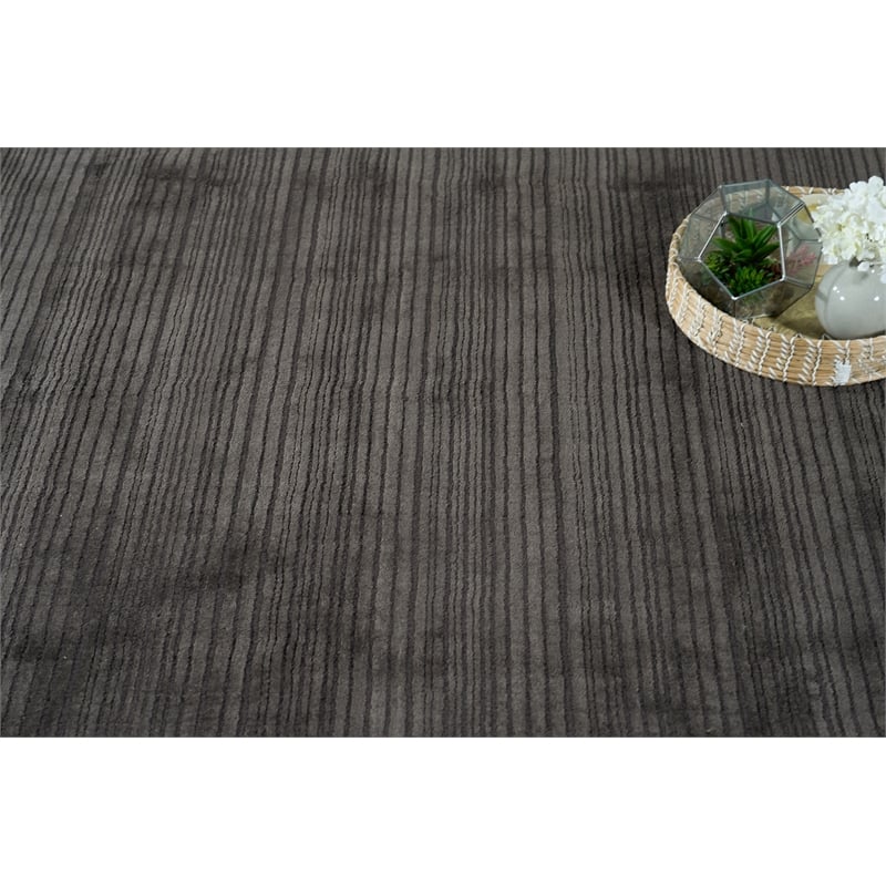 Cavallo Modern Handloomed Nylon/Wool Brown 12'x15' Area Rug