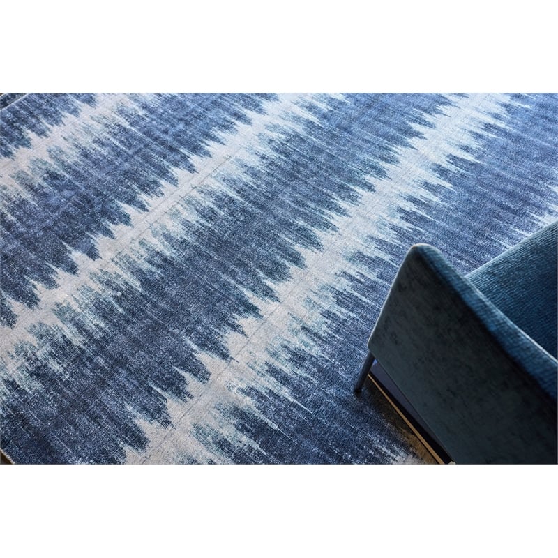 Chroma Handloomed Wool/Bamboo Silk Navy 9'x12' Area Rug